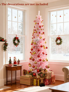 6 FT Artificial Pink Christmas Tree with 460 Branch Tips for Holiday