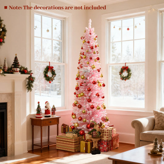 6 FT Artificial Pink Christmas Tree with 460 Branch Tips for Holiday