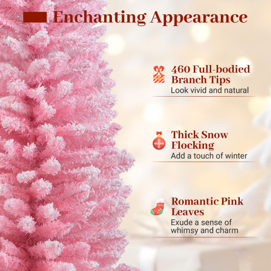 6 FT Artificial Pink Christmas Tree with 460 Branch Tips for Holiday