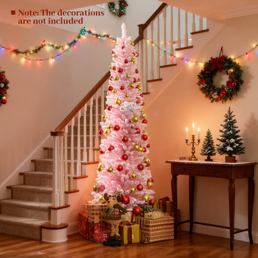 6 FT Artificial Pink Christmas Tree with 460 Branch Tips for Holiday