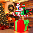 7.7 Feet Long Christmas Inflatable Santa Claus and Reindeer Riding Red Car with Gift Bag and 9 LED White Lights