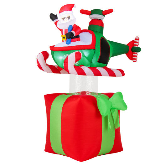 7.7 Feet Long Christmas Inflatable Santa Claus and Reindeer Riding Red Car with Gift Bag and 9 LED White Lights