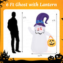 8 Feet Giant Halloween Inflatable Ghost with Built-in LED Lights and Mirror Face