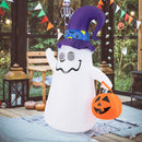8 Feet Giant Halloween Inflatable Ghost with Built-in LED Lights and Mirror Face