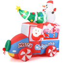 7.7 Feet Long Christmas Inflatable Santa Claus and Reindeer Riding Red Car with Gift Bag and 9 LED White Lights