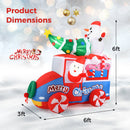 7.7 Feet Long Christmas Inflatable Santa Claus and Reindeer Riding Red Car with Gift Bag and 9 LED White Lights