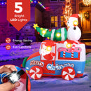 7.7 Feet Long Christmas Inflatable Santa Claus and Reindeer Riding Red Car with Gift Bag and 9 LED White Lights