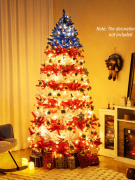 7.5 Feet Artificial Christmas Tree with Warm White LED Lights
