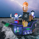 10.2 Feet Long Halloween Inflatable Carriage with Pumpkin and 2 Ghosts