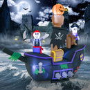 10.2 Feet Long Halloween Inflatable Carriage with Pumpkin and 2 Ghosts
