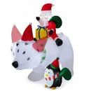 7.7 Feet Long Christmas Inflatable Santa Claus and Reindeer Riding Red Car with Gift Bag and 9 LED White Lights