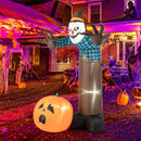 8 Feet Giant Halloween Inflatable Ghost with Built-in LED Lights and Mirror Face