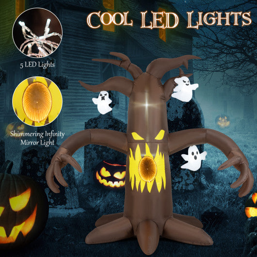8 Feet Giant Halloween Inflatable Ghost with Built-in LED Lights and Mirror Face