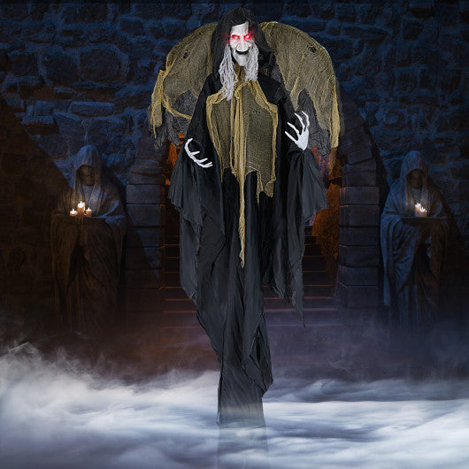 6.4 Feet Halloween Standing Grim Reaper with Lighted Eyes and Terrifying Sounds