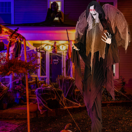 6.4 Feet Halloween Standing Grim Reaper with Lighted Eyes and Terrifying Sounds