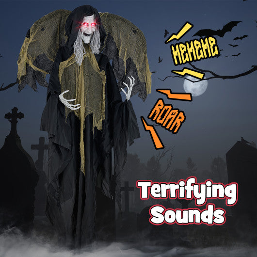 6.4 Feet Halloween Standing Grim Reaper with Lighted Eyes and Terrifying Sounds