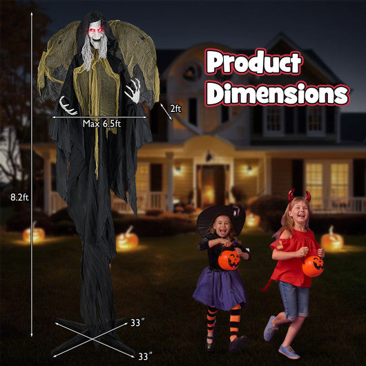 6.4 Feet Halloween Standing Grim Reaper with Lighted Eyes and Terrifying Sounds