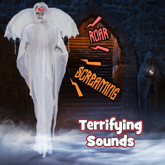 6.4 Feet Halloween Standing Grim Reaper with Lighted Eyes and Terrifying Sounds