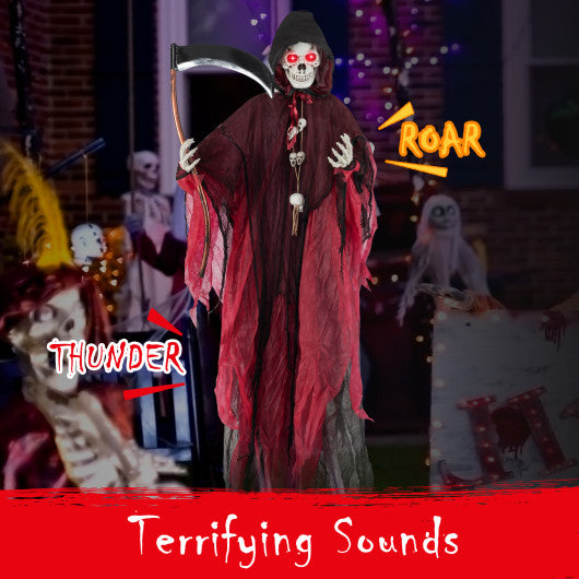 6.4 Feet Halloween Standing Grim Reaper with Lighted Eyes and Terrifying Sounds