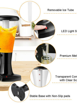 Set of 2 3L Draft Beer Tower Dispenser with LED Lights