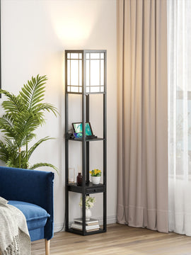 Modern Floor Lamp with Shelves and Drawer