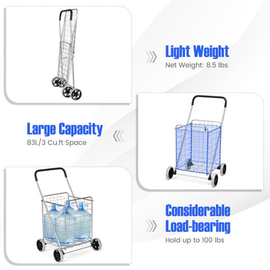 Heavy Duty Folding Utility Shopping Double Cart