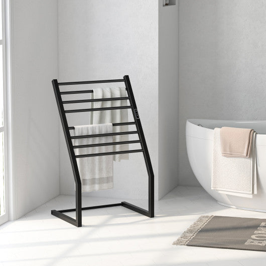 Wall Mounted Towel Shelf with Adjustable Towel Bar and Movable Hooks No Assembly Required