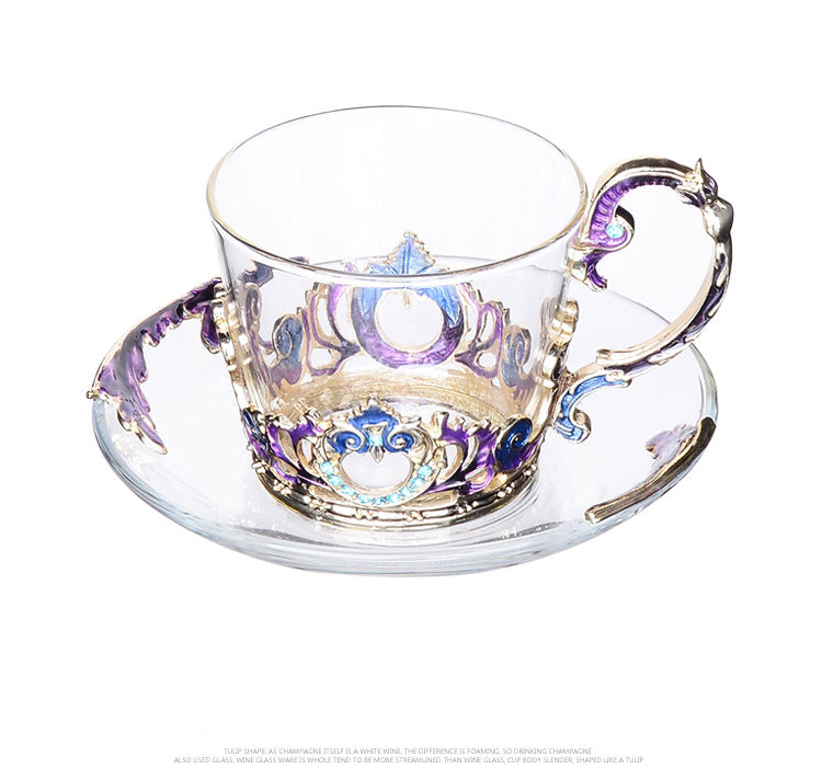 201-300ml enamel coffee cup set dish Saucer  Set European style mug cup tea cup tea set