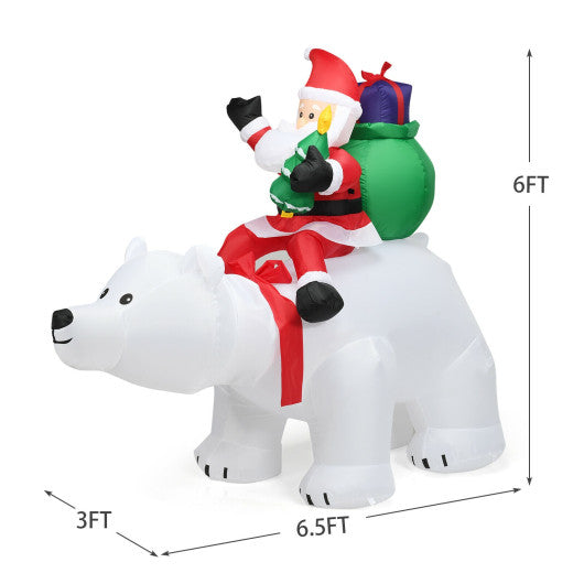 7.7 Feet Long Christmas Inflatable Santa Claus and Reindeer Riding Red Car with Gift Bag and 9 LED White Lights