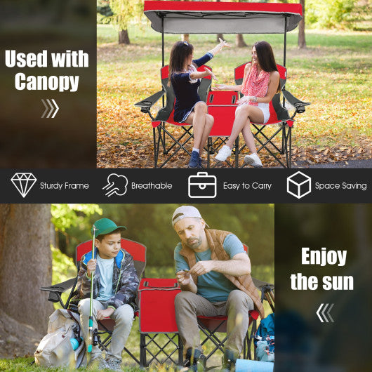 Portable Folding Camping Canopy Chairs with Cup Holder-Red