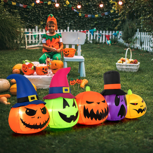 Halloween 7.5 Feet Inflatable Pumpkin Combo with Witch Black Cat
