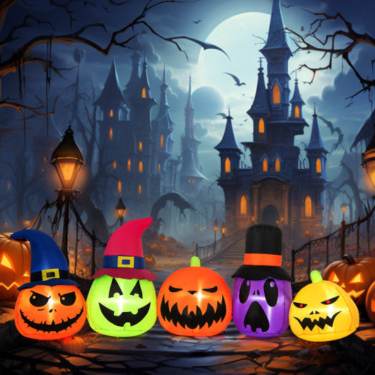 Halloween 7.5 Feet Inflatable Pumpkin Combo with Witch Black Cat