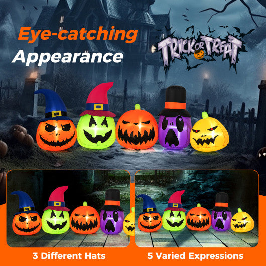Halloween 7.5 Feet Inflatable Pumpkin Combo with Witch Black Cat