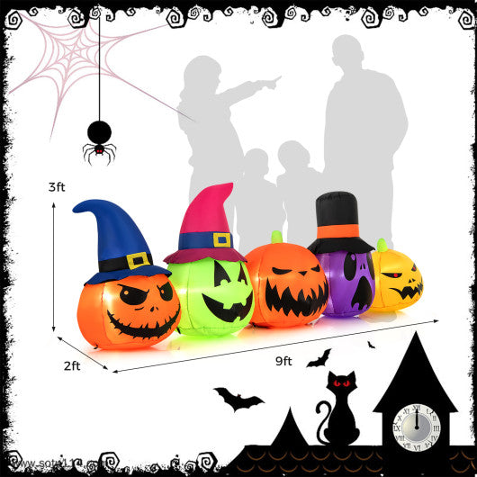 Halloween 7.5 Feet Inflatable Pumpkin Combo with Witch Black Cat