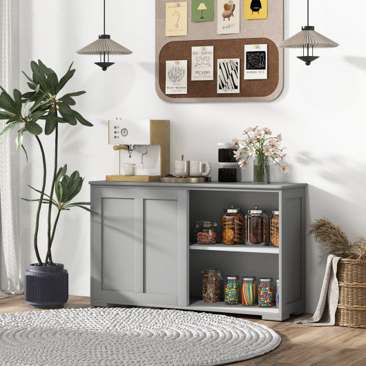 Kitchen Storage Cabinet with Glass Sliding Door