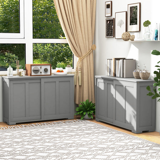 Kitchen Storage Cabinet with Glass Sliding Door