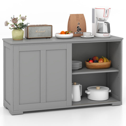 Kitchen Storage Cabinet with Glass Sliding Door