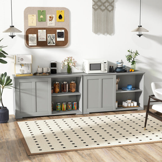 Kitchen Storage Cabinet with Glass Sliding Door