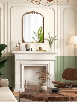 Arched Mirror for Wall Gold Traditional Vintage Ornate Baroque Mirror with Metal Frame