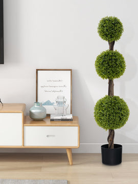 4 FT Artificial Ball Shape Bush Tree with Lush PE leaves and Trunk