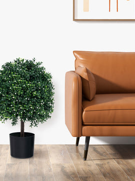 Artificial Boxwood Topiary Ball Tree Faux Bushes Ball Plants with UV Rated Leaves