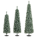 Set of 3 Potted Artificial Christmas Tree with Silver Metal Buckets