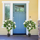 Artificial Hydrangea Tree Fake Floral Plant with 11 White Flowers