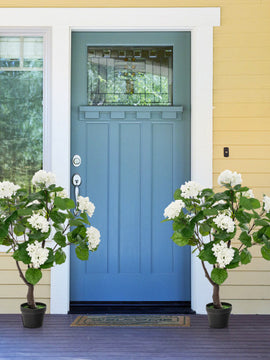 Artificial Hydrangea Tree Fake Floral Plant with 11 White Flowers