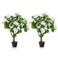 Artificial Hydrangea Tree Fake Floral Plant with 11 White Flowers