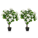 Artificial Hydrangea Tree Fake Floral Plant with 11 White Flowers