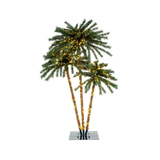6 Feet Pre-Lit Artificial Tropical Christmas Palm Tree with 210 Multi-Color Lights