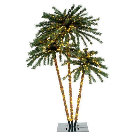 6 Feet Pre-Lit Artificial Tropical Christmas Palm Tree with 210 Multi-Color Lights