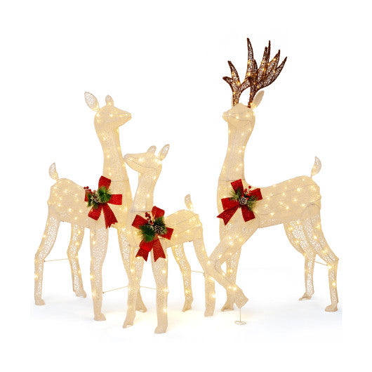 3-Piece Pre-Lit Christmas Deer Family Set
