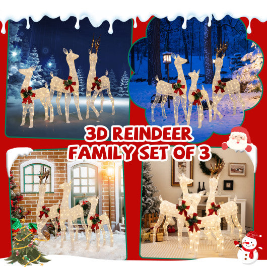 3-Piece Pre-Lit Christmas Deer Family Set